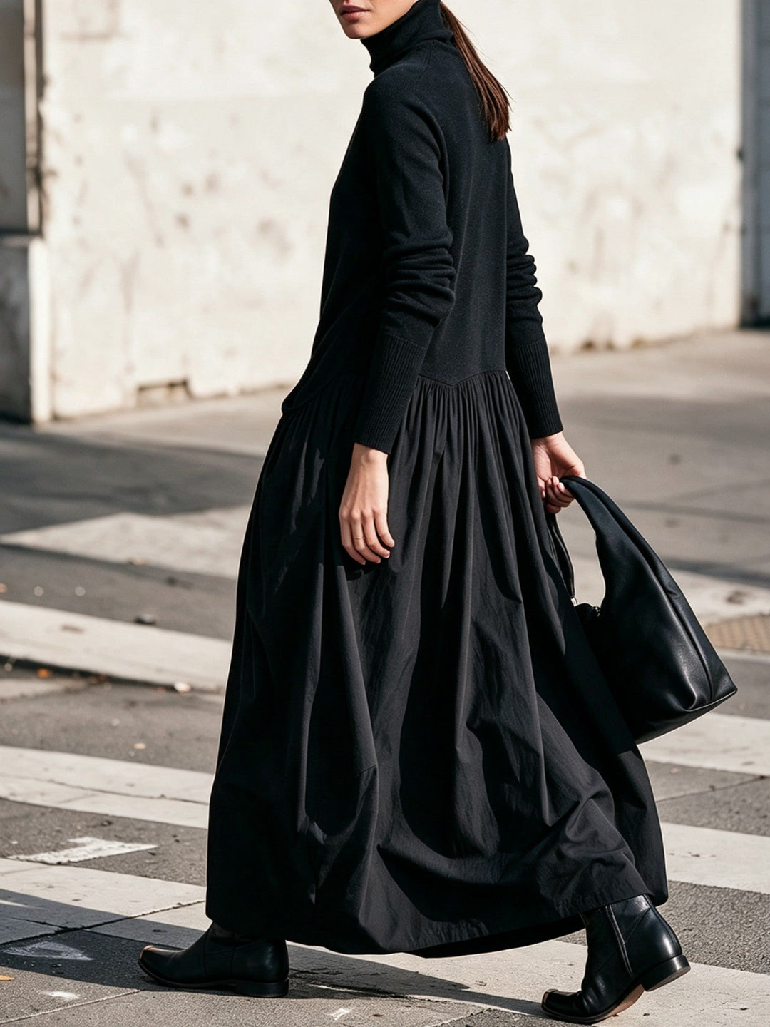 Nanette™ | Élégante robe longue oversize à col montant avec poches pratiques