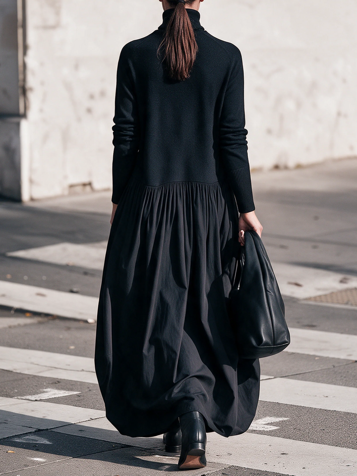 Nanette™ | Élégante robe longue oversize à col montant avec poches pratiques