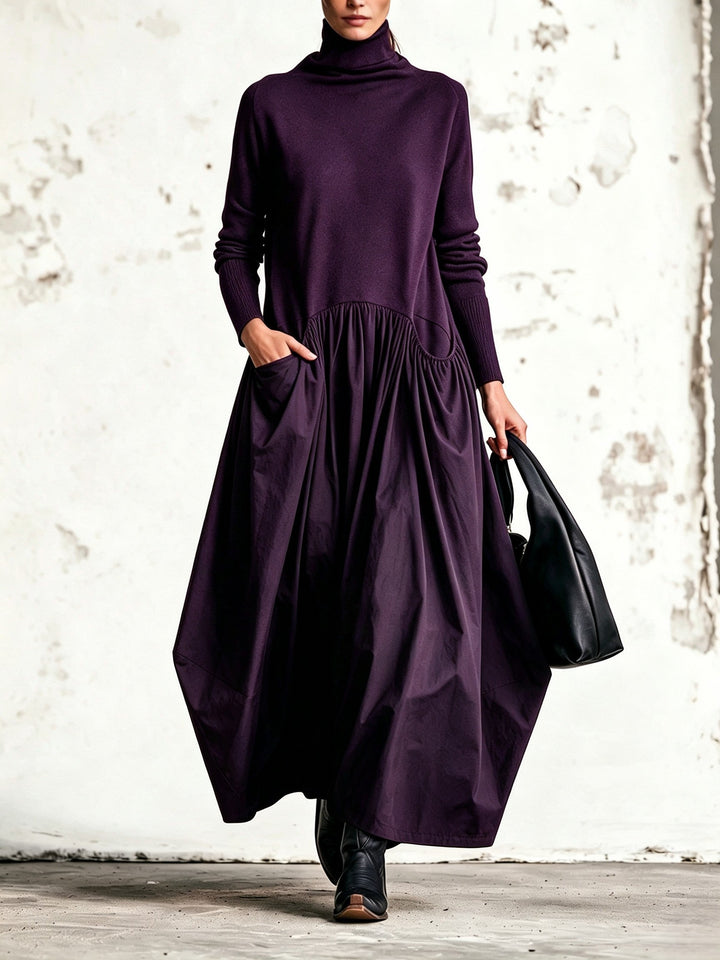 Nanette™ | Élégante robe longue oversize à col montant avec poches pratiques