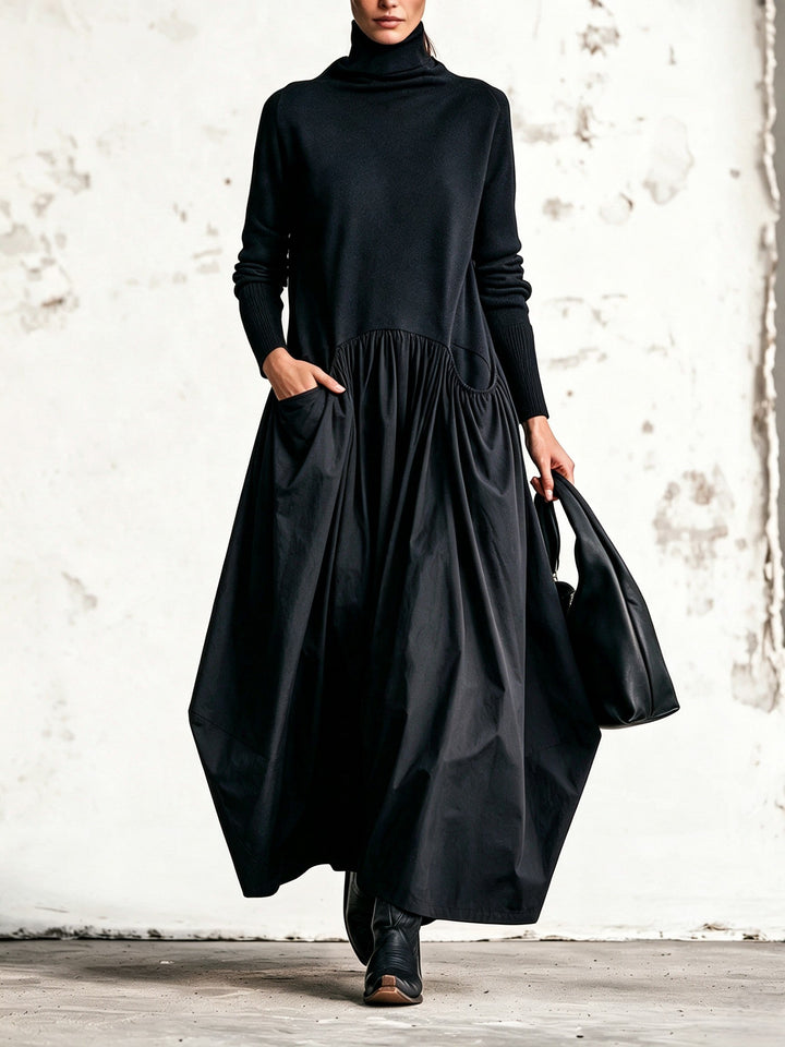 Nanette™ | Élégante robe longue oversize à col montant avec poches pratiques