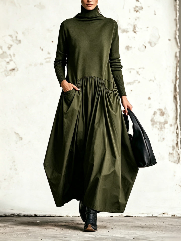 Nanette™ | Élégante robe longue oversize à col montant avec poches pratiques