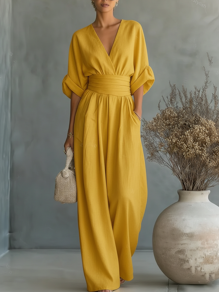 Combinaison élégante col V taille haute • S1