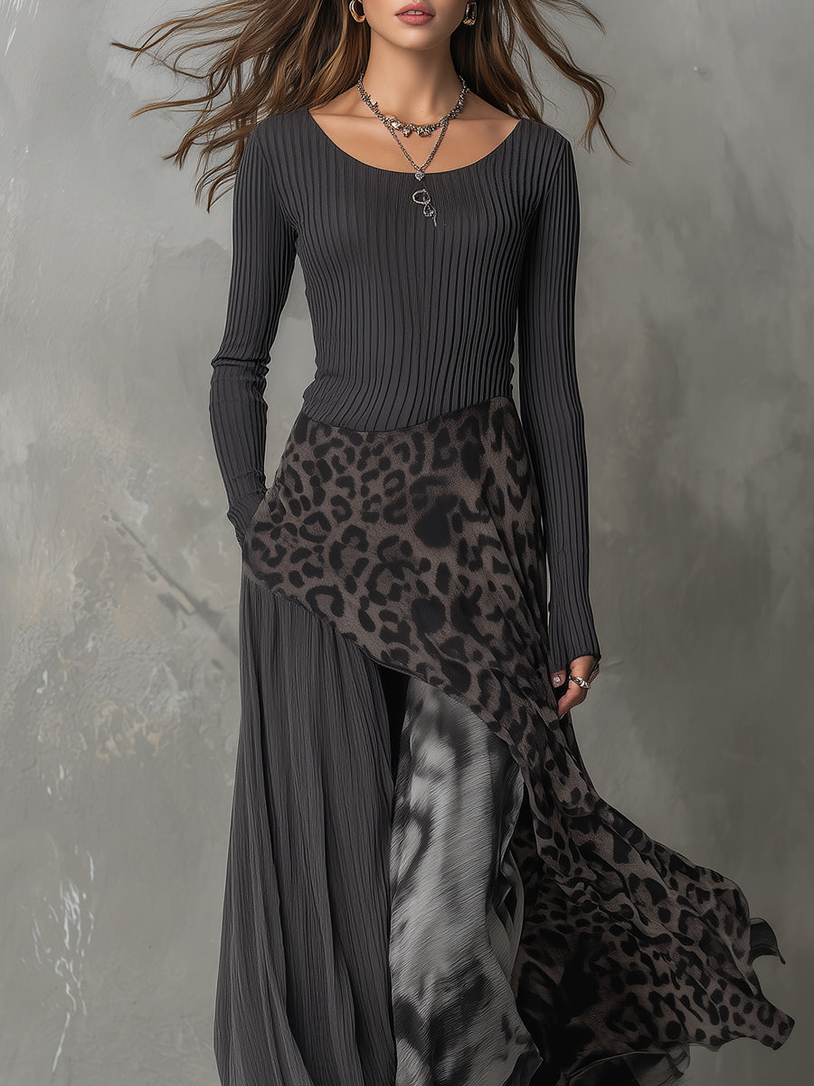 Martina | Robe longue style bohème avec imprimé léopard • S1