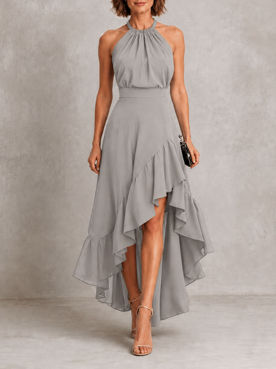 Chloe | Élégante robe dos nu à ourlet volanté