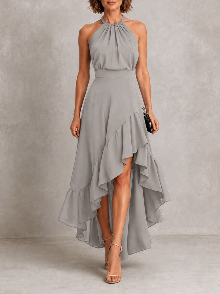 Chloe | Élégante robe dos nu à ourlet volanté