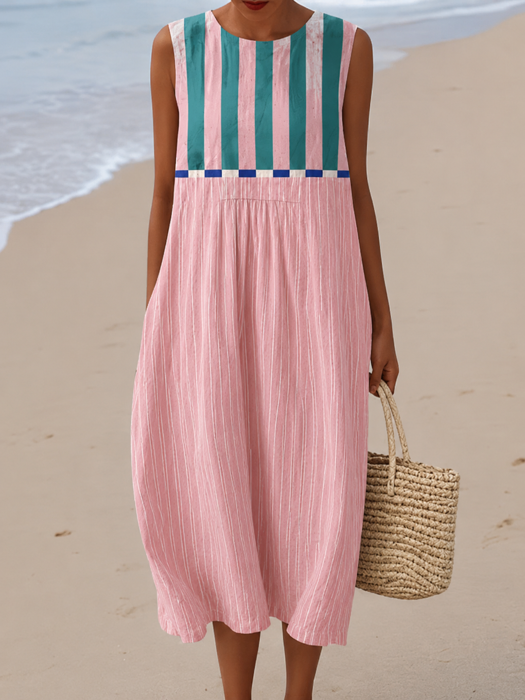 Robe midi pastel à rayures Lily™