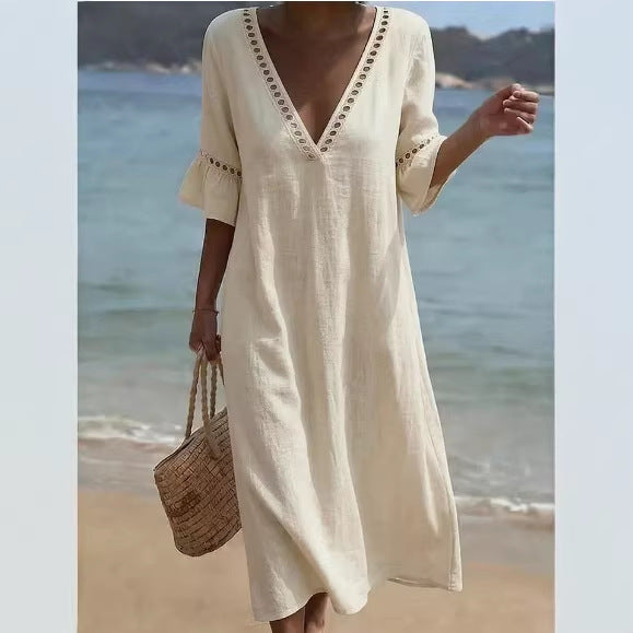 ELARA | Robe longue légère et naturellement flatteuse pour un confort décontracté au bord de la mer