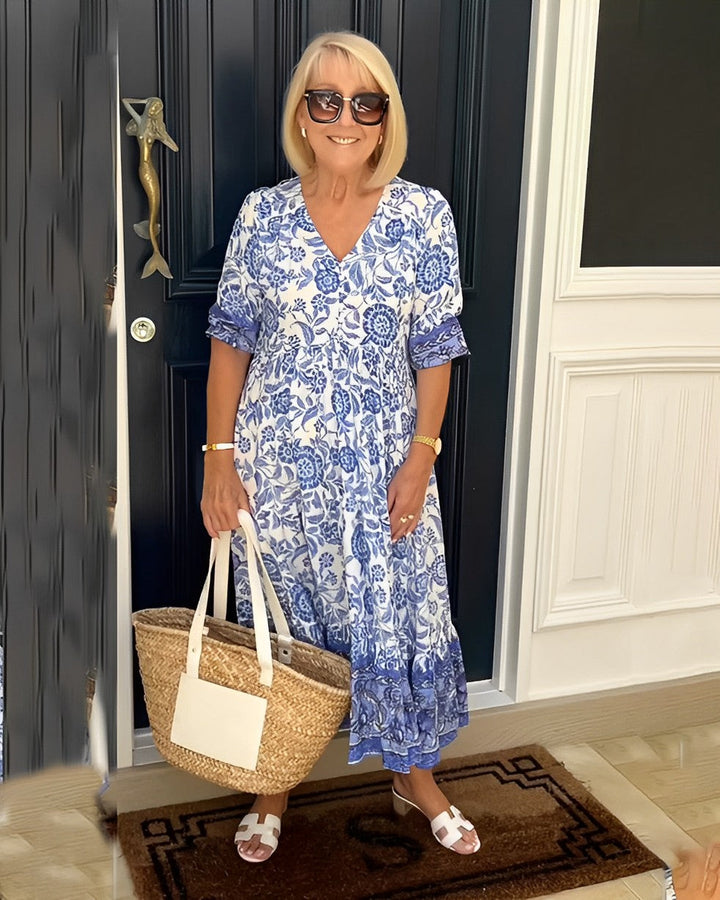 Keisha | Robe fleurie gracieuse à col en V