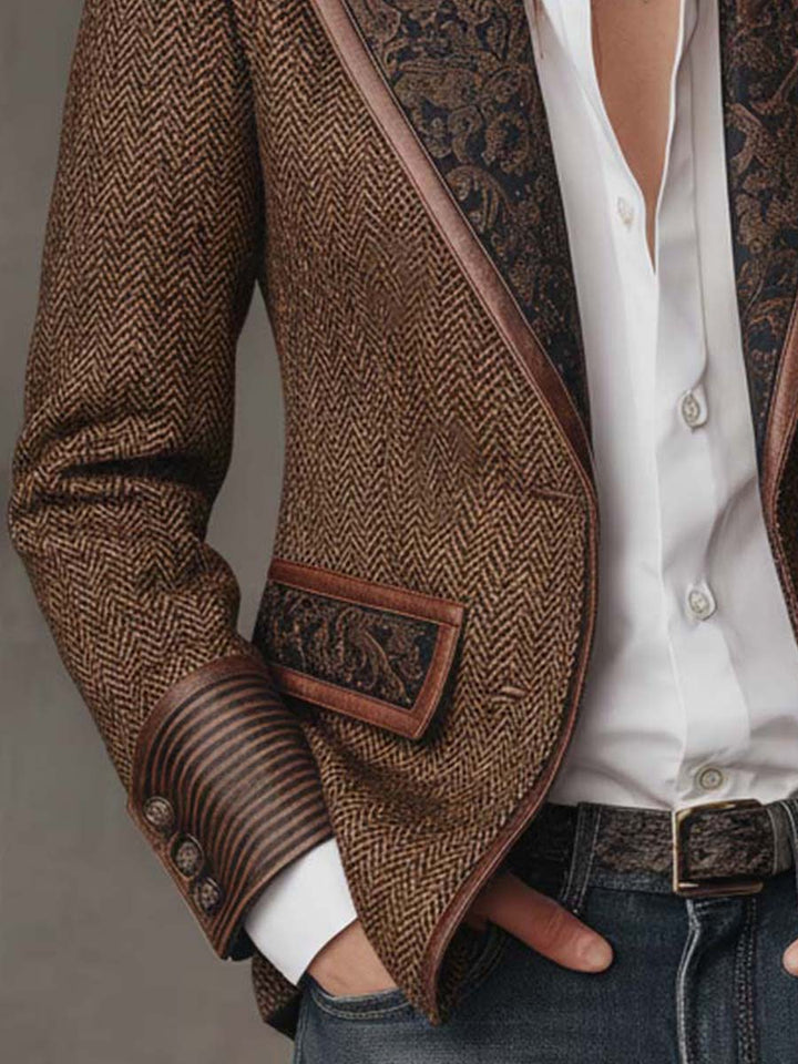 Gisèle | Blazer à Empiècements Imprimé Chevrons