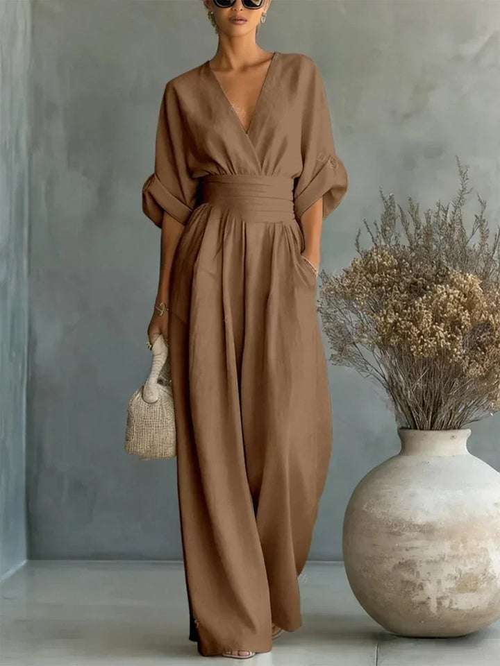Combinaison élégante col V taille haute • S1