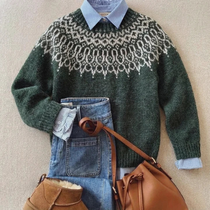 DELACROIX | Pull Maille Empiècement Neige Camille