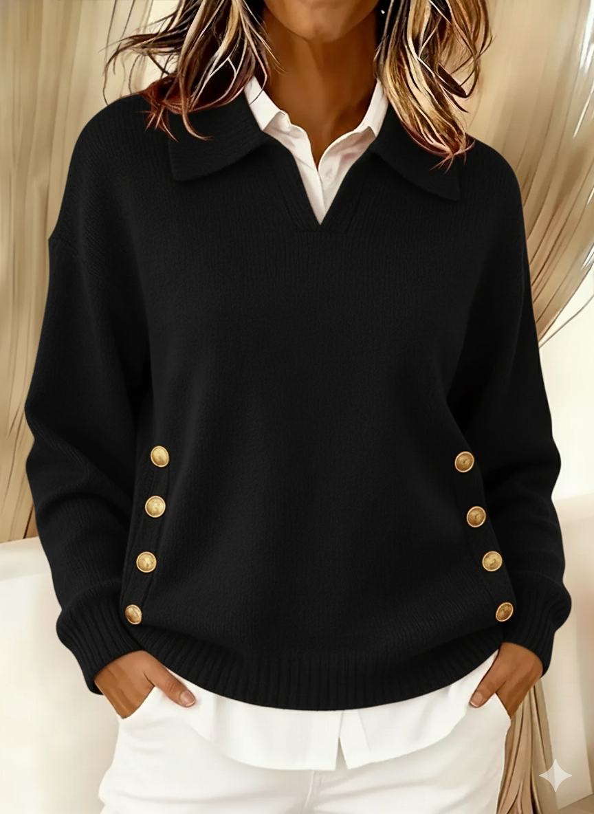 Vivienne | Pull avec Col Polo et Boutons