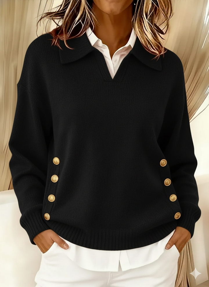 Vivienne | Pull avec Col Polo et Boutons