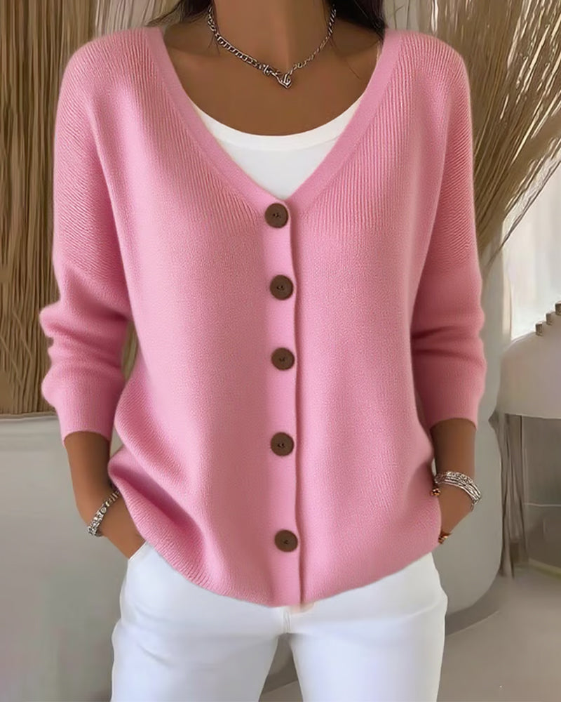 Camélia | Cardigan en maille boutonnée à silhouette structurée