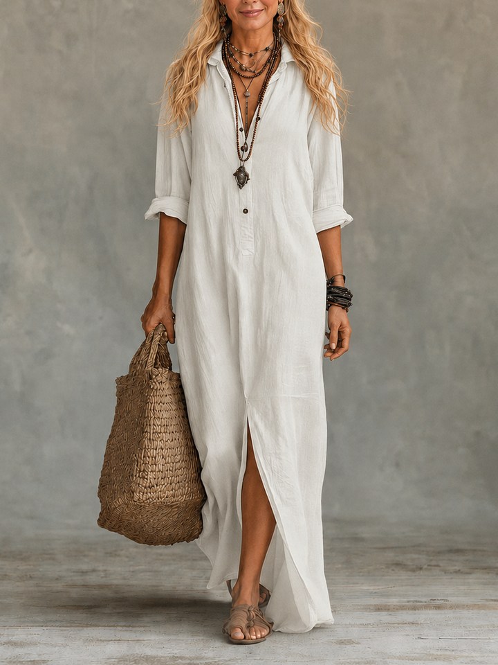 Vivienne | Élégante robe longue boutonnée