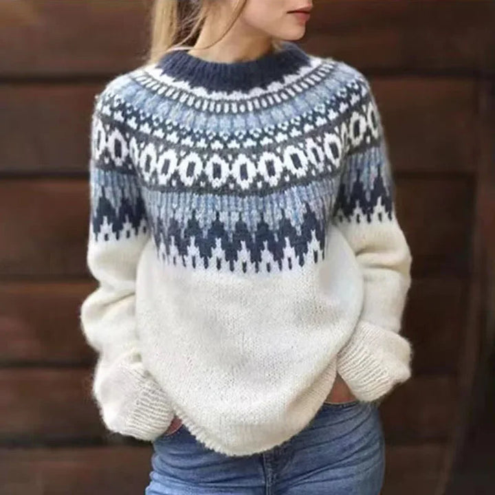 DELACROIX | Pull Maille Écru Empiècement Marine Pauline