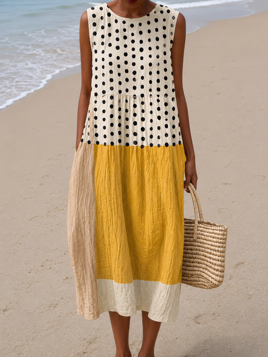 Robe midi colorblock à pois Leah™
