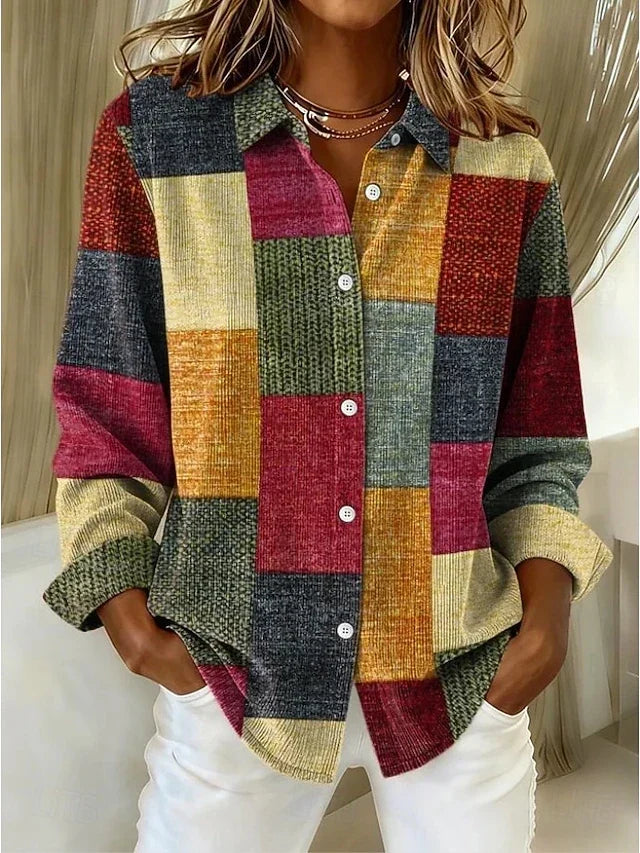 Merritt™ | Blouse vintage à patchwork boutonnée sur le devant