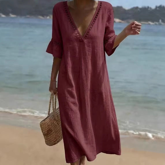 ELARA | Robe longue légère et naturellement flatteuse pour un confort décontracté au bord de la mer