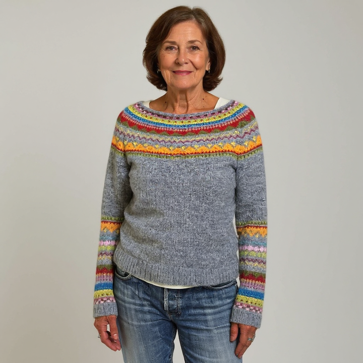 DELACROIX | Pull Maille Empiècement Arc-en-ciel Sylvie