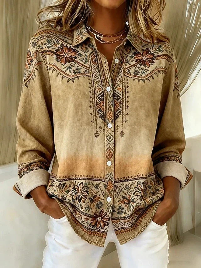Rexanna™ | Blouse vintage à motifs floraux et boutons sur le devant