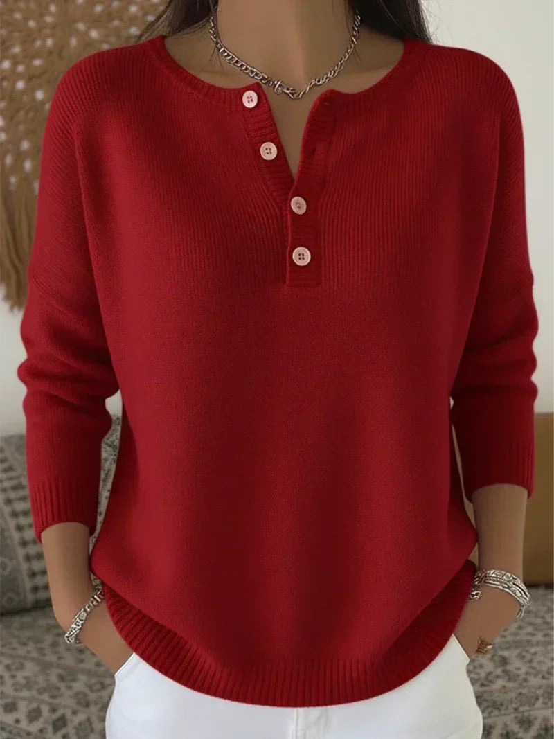 Henriette | Pull en Tricot avec Boutons Henley