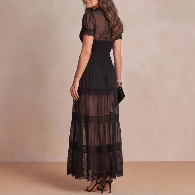 Sophia | Élégante robe longue en dentelle transparente