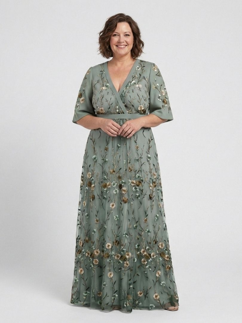 Margaux | Maxi Robe Florale Col en V Manches Courtes