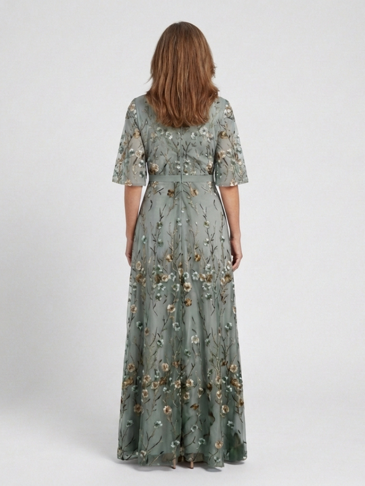 Margaux | Maxi Robe Florale Col en V Manches Courtes