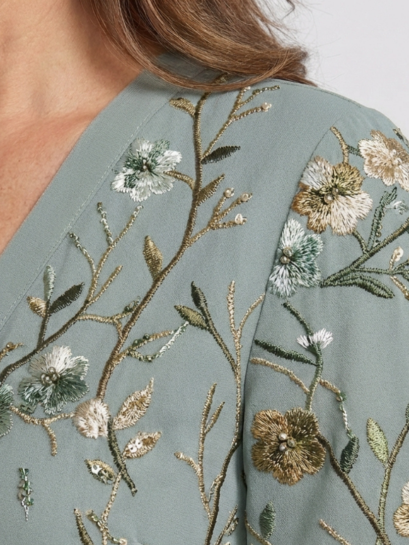 Margaux | Maxi Robe Florale Col en V Manches Courtes