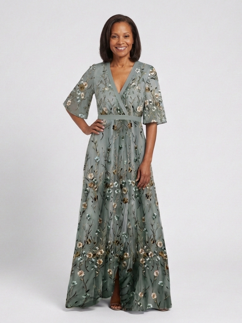 Margaux | Maxi Robe Florale Col en V Manches Courtes