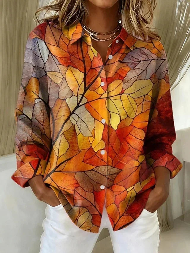 Melrose™ | Blouse boutonnée à imprimé botanique vintage