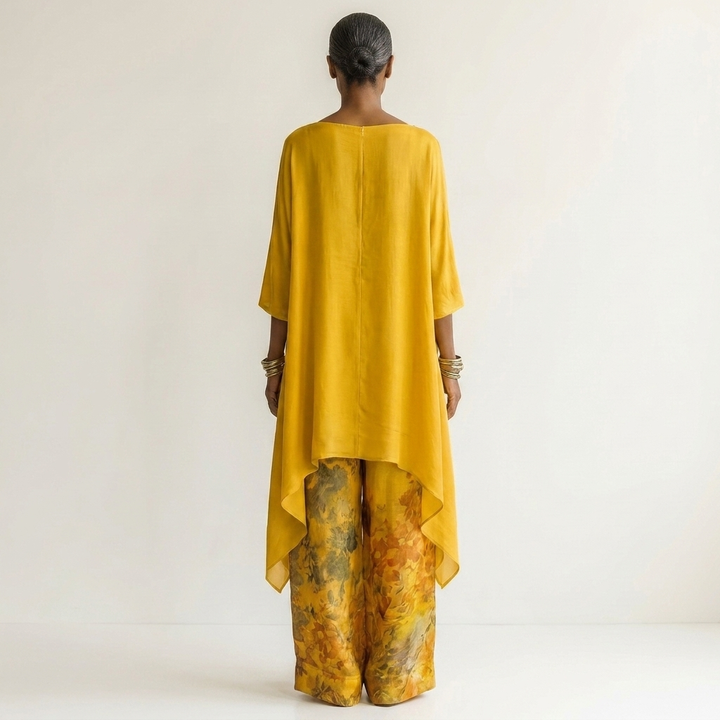 Cariola | Ensemble deux pièces coton-soie à tunique asymétrique