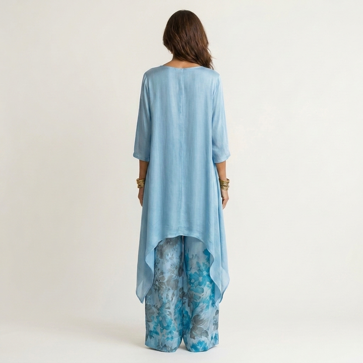 Cariola | Ensemble deux pièces coton-soie à tunique asymétrique