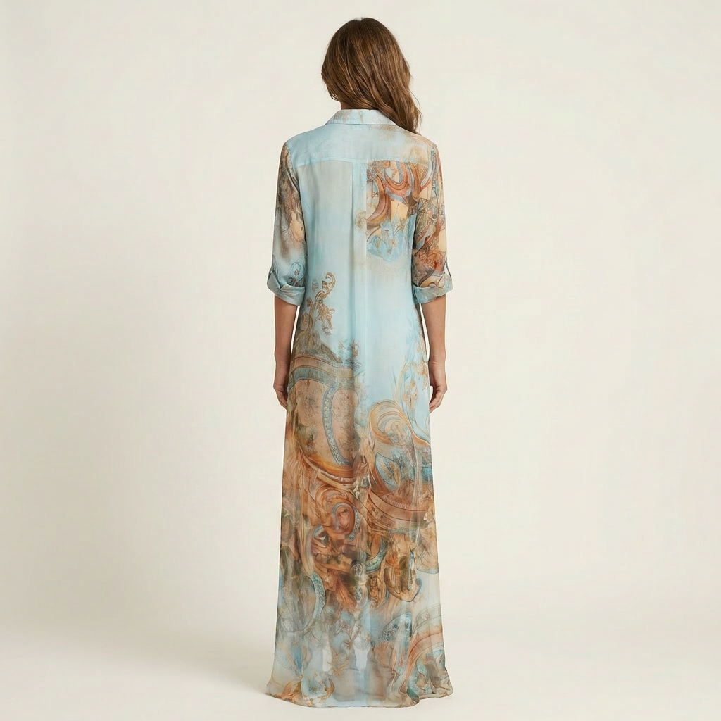 Lanie | Robe-chemise longue en soie