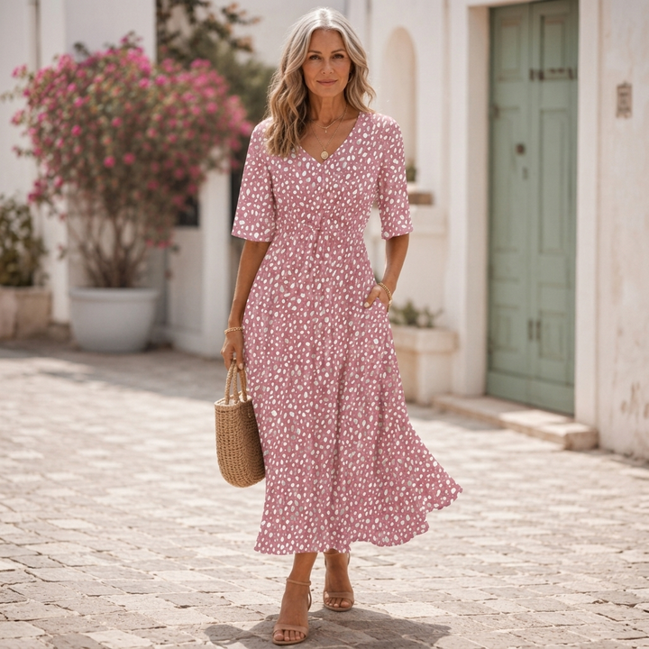 Francesca™ | Robe Midi Élégante à Effet Ventre Plat