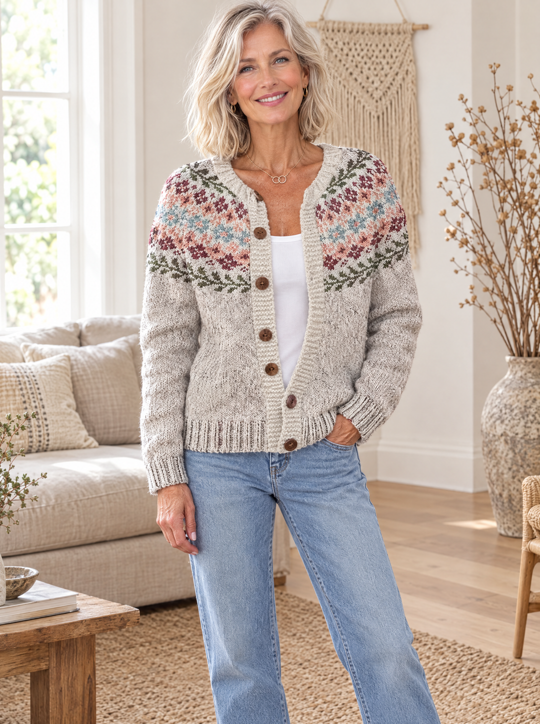 KARIN - Cardigan a yoke floral - Atelier Deauville