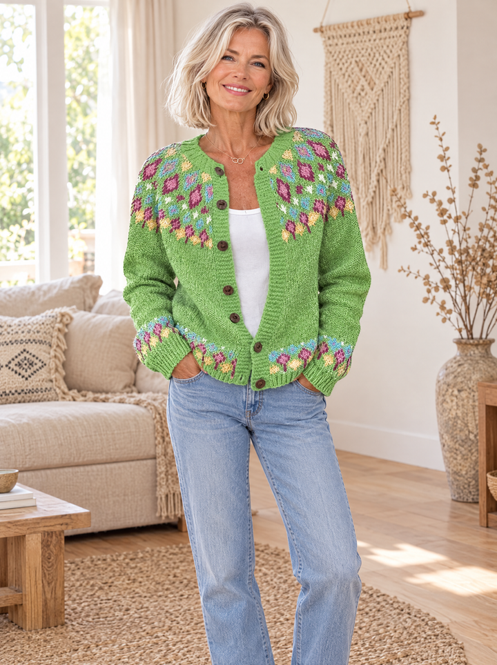 AGNETA - Cardigan a yoke floral - Atelier Deauville