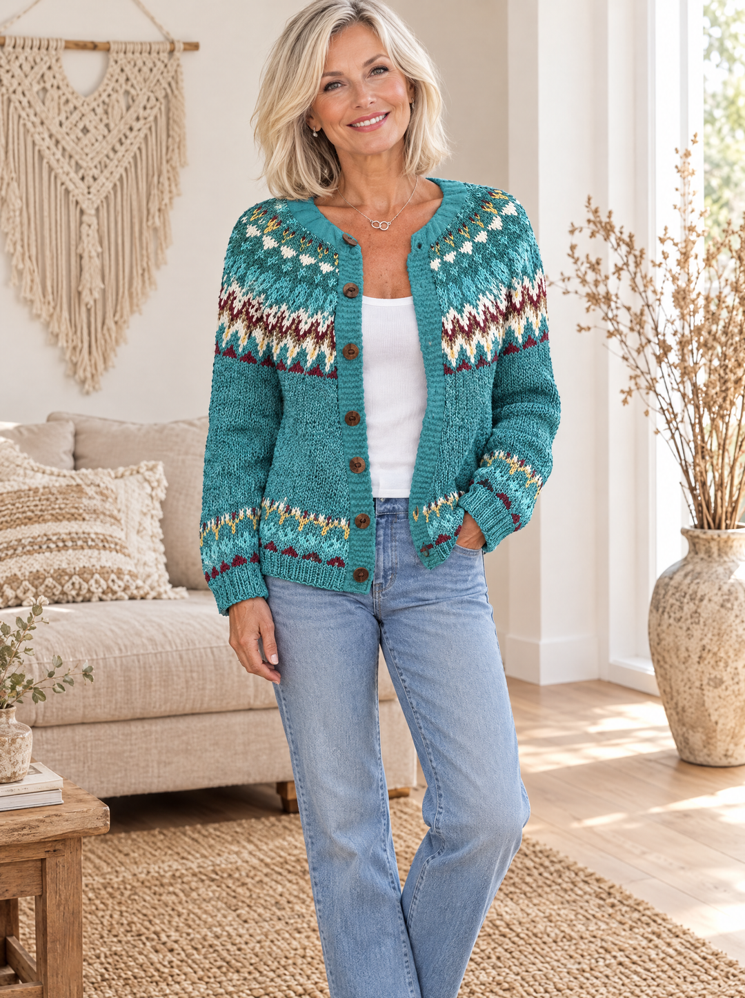 AINO - Cardigan a yoke zigzag - Atelier Deauville