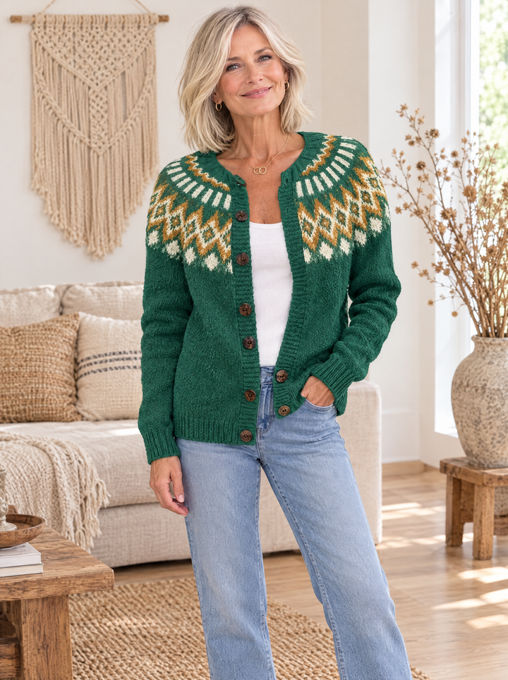 THORA - Cardigan avec yoke zigzag - Atelier Deauville