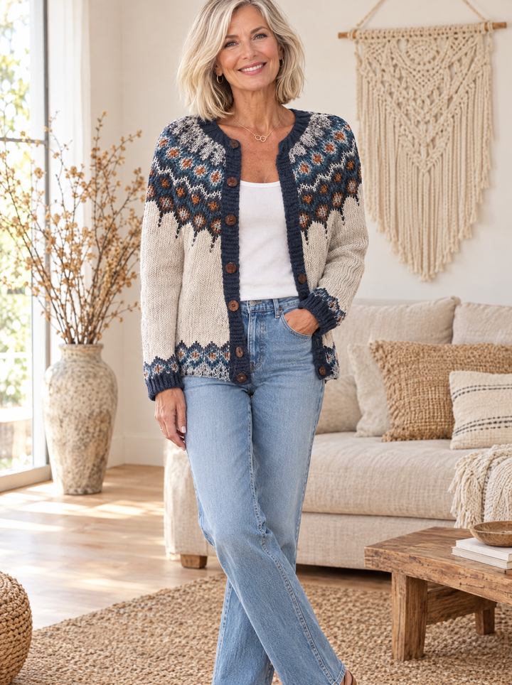 RONJA - Cardigan a yoke Fair Isle - Atelier Deauville