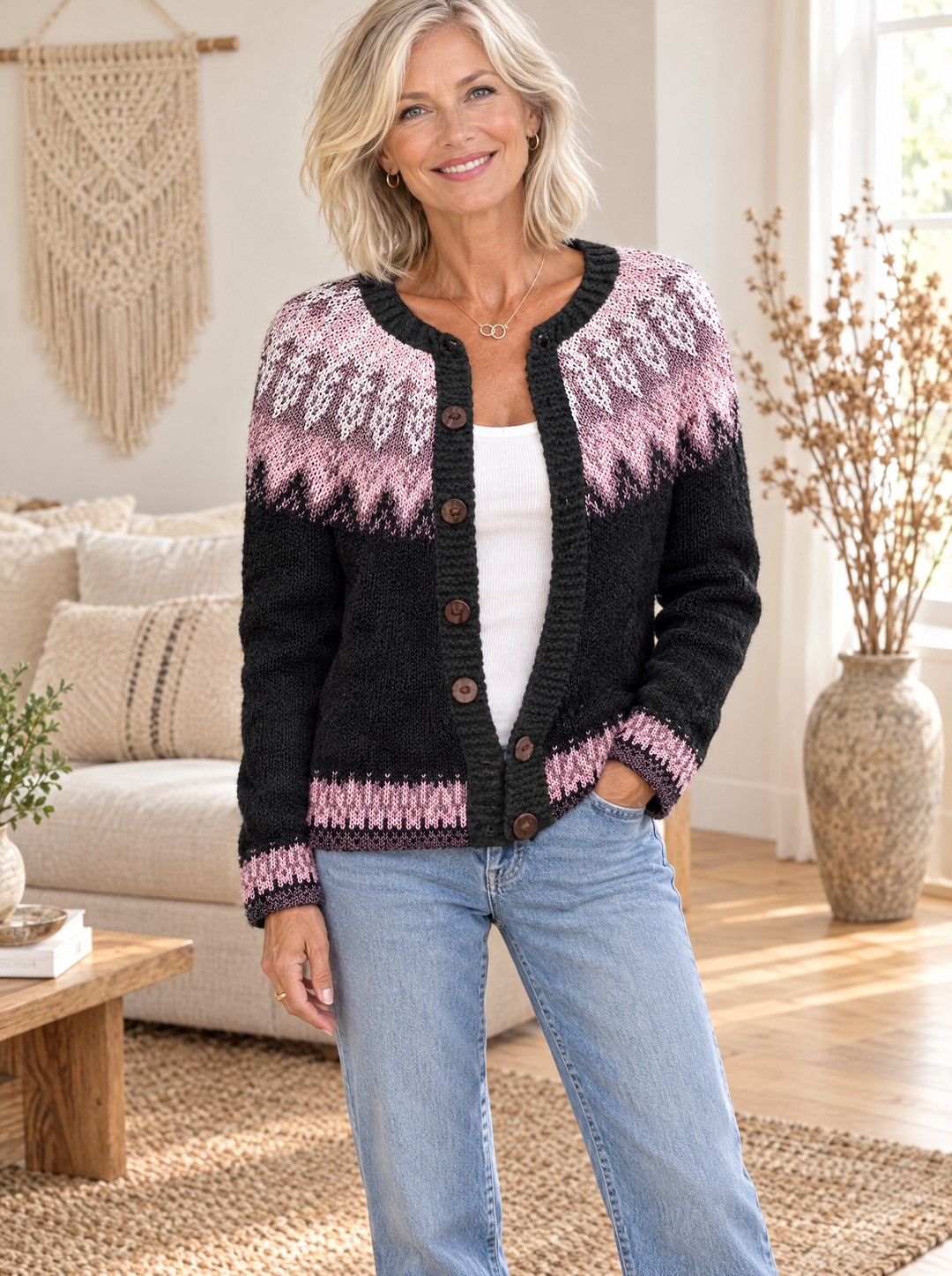 EMBLA - Cardigan avec yoke en plumes - Atelier Deauville