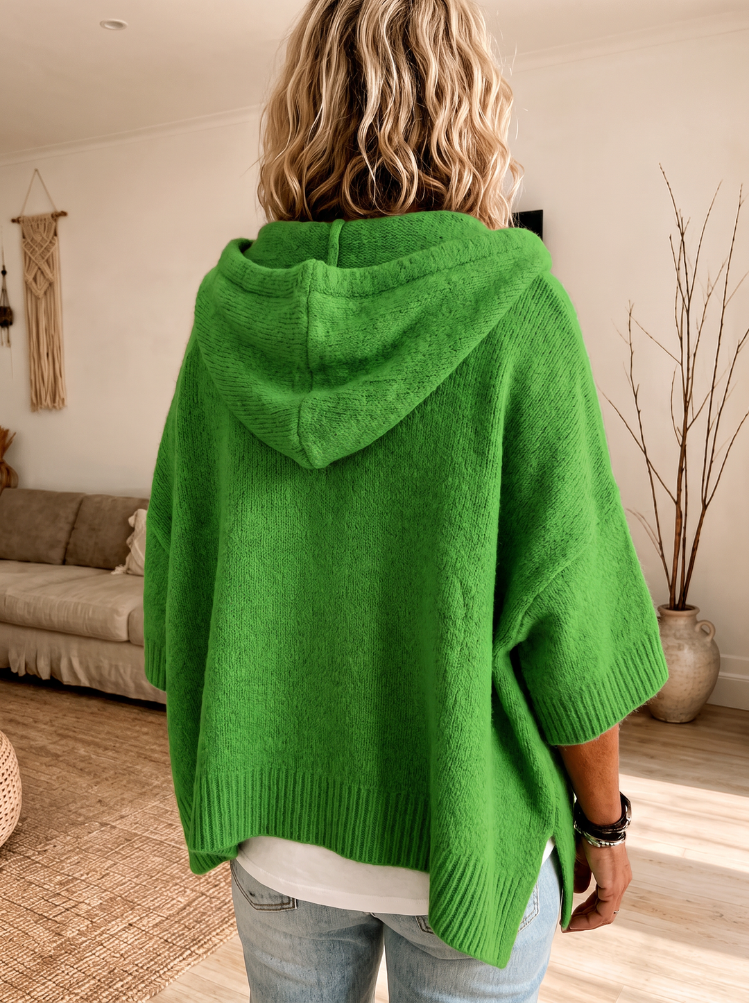 Margaux – Poncho-pull vert élégant