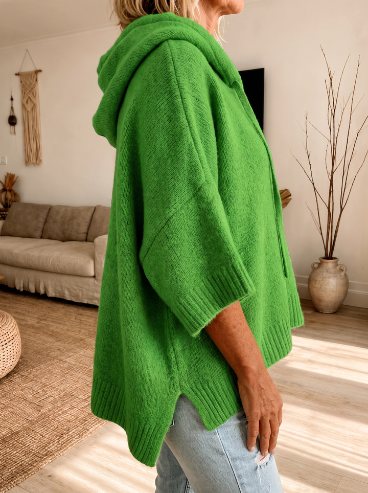 Margaux – Poncho-pull vert élégant