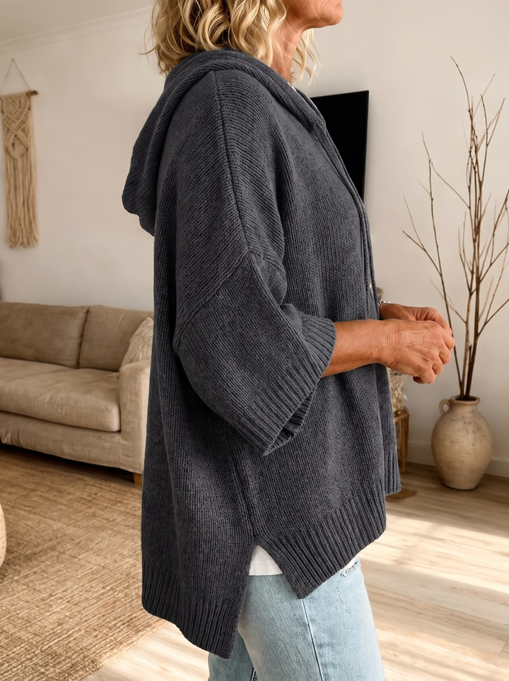 Camille – Pull poncho douillet couleur anthracite