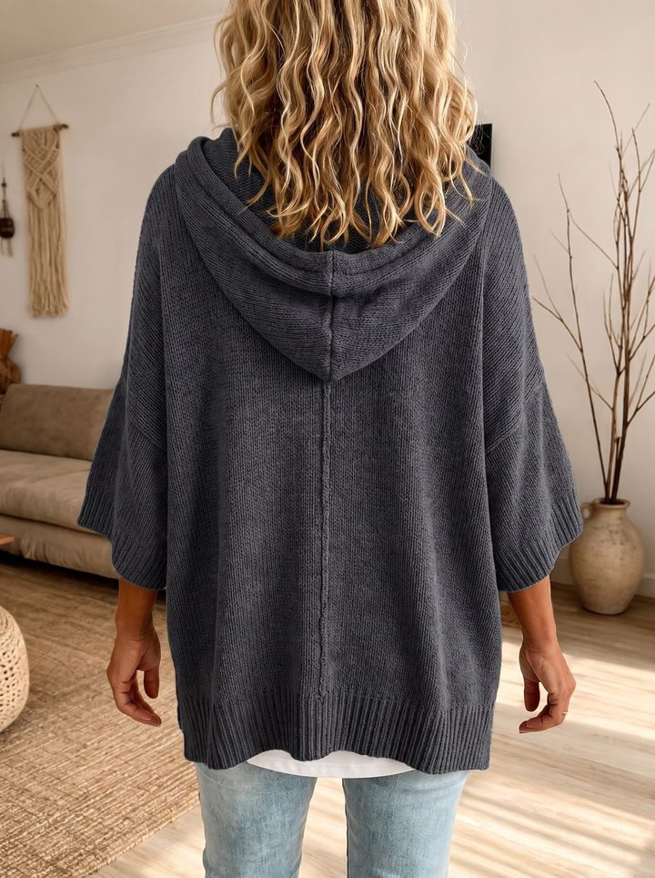 Camille – Pull poncho douillet couleur anthracite