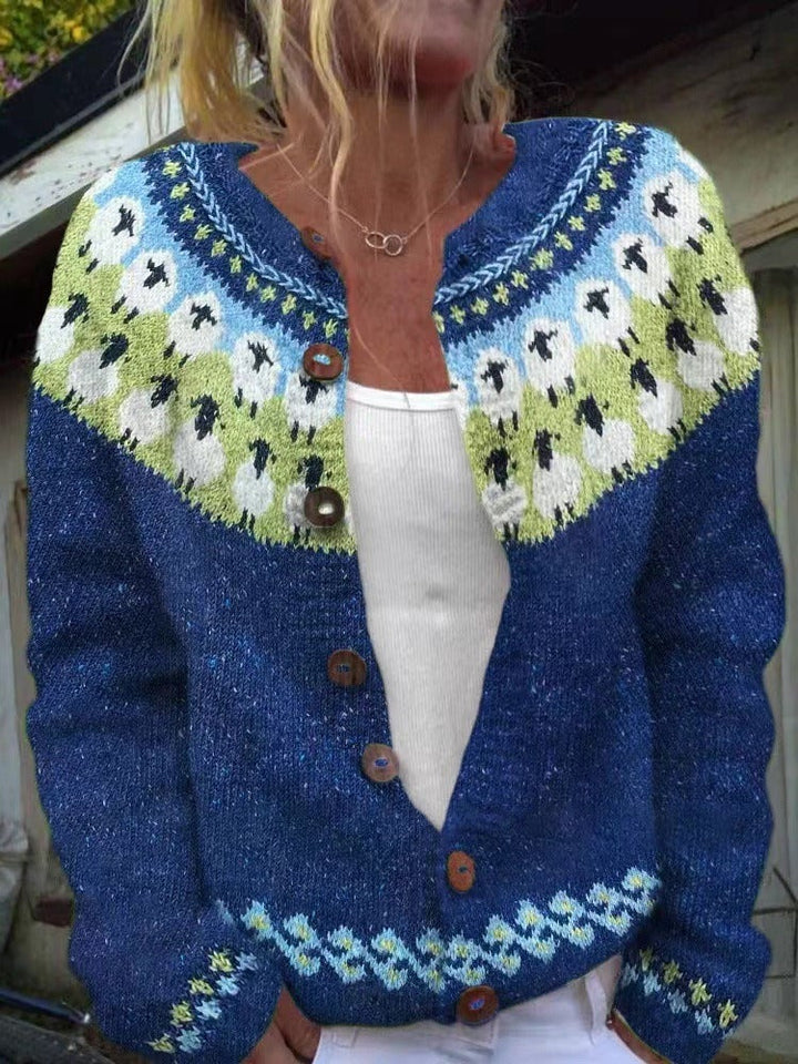 LEENA™ - CARDIGAN À YOKE FAIR ISLE