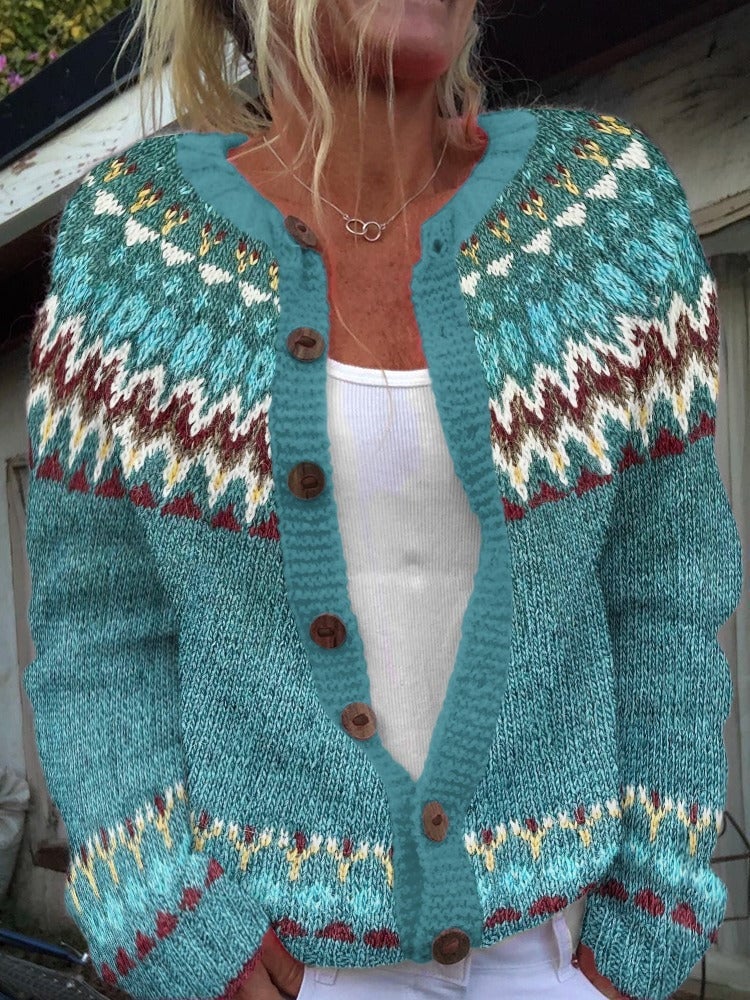 AINO™ - CARDIGAN À YOKE ZIGZAG