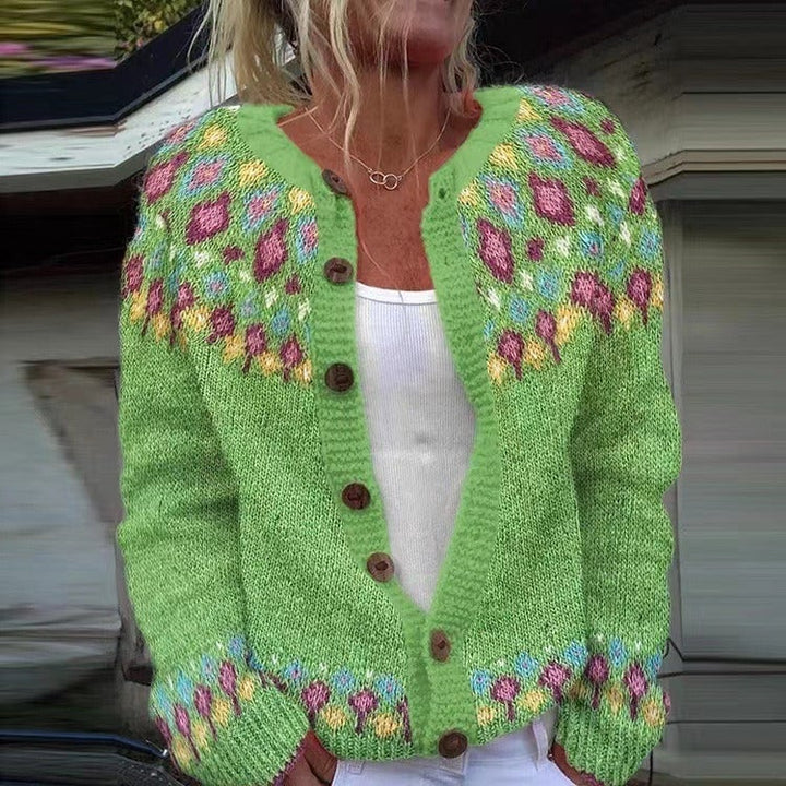 AGNETA™ - CARDIGAN À YOKE FLORAL