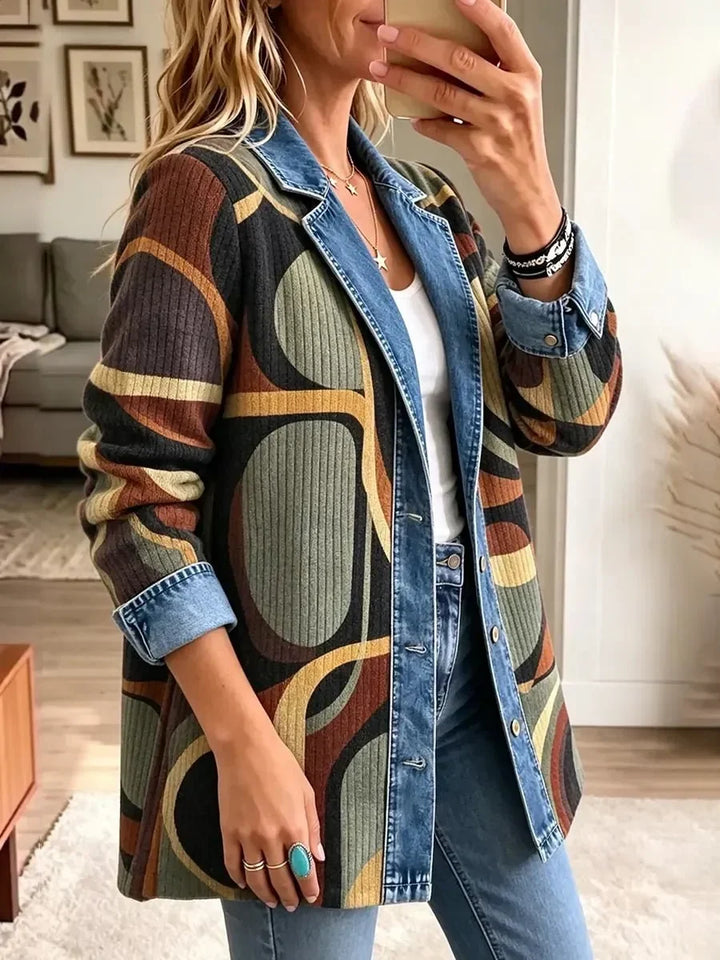 Avery | Veste en jean à motif abstrait d’inspiration vintage